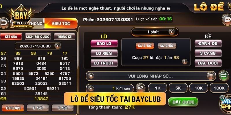 Lô Đề Siêu Tốc Tại Bayclub